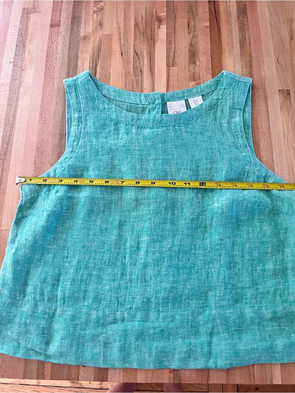 C&C California Sleeveless Linen Tank Top in Seafoam Green - Picture 4 of 7